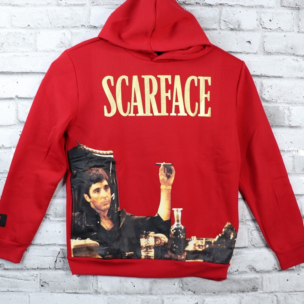 Scarface Reason Red Hoodie Sweater Graphic Size Large.